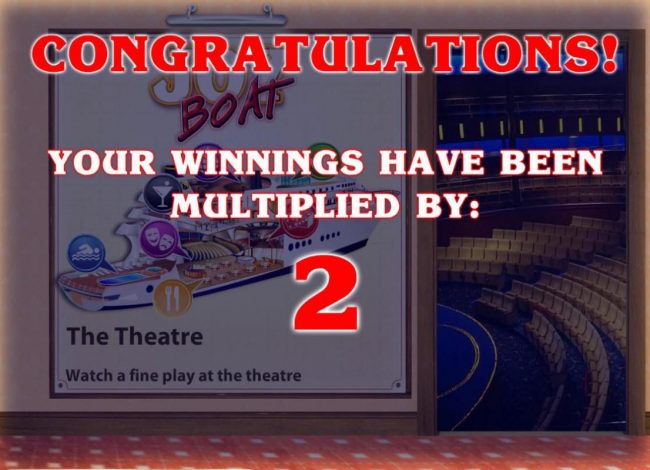 Bonus game awards an x2 multiplier to your winnings.
