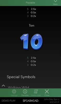 Low Value Symbols Paytable