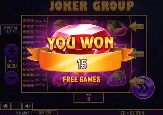 15 Free Spins Awarded