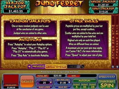 random jackpots rules and general game rules