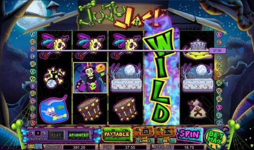 staked wild triggers four of a kind for a 37.50 coin jackpot