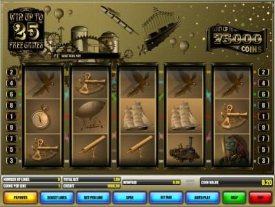 main game board featuring five reels and nine paylines