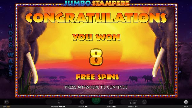 8 Free Spins Awarded