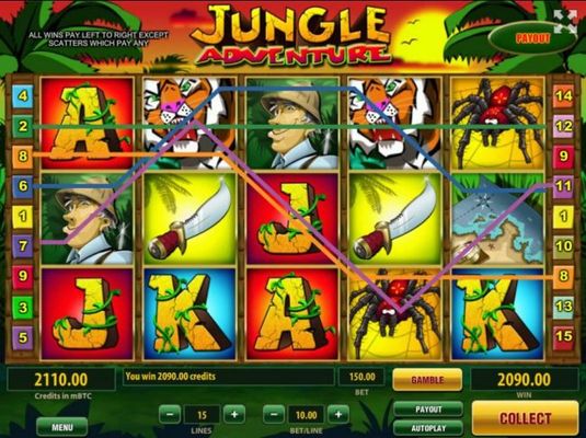 Multiple winning paylines triggers a 2090.00 huge jackpot win!