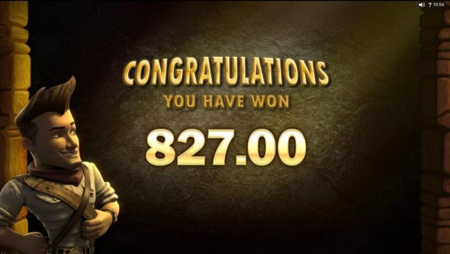 The free spins feature pays out a total of 827.00