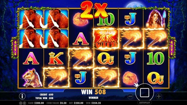 All wins are multiplied by x2, x3 or x5 randomly during the free spins feature