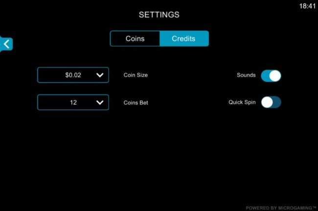 Click on the side menu button to adjust the Lines or Coin Size.