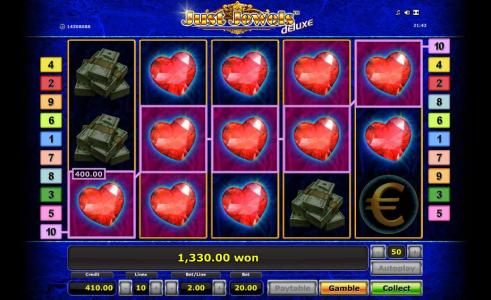 1,330 coin big win jackpot triggered by multiple winning paylines