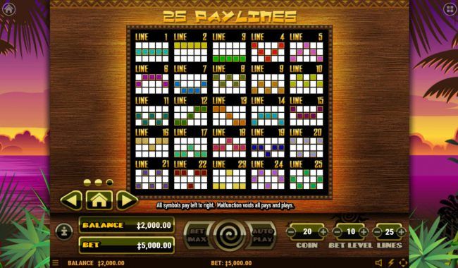 Paylines 1-25