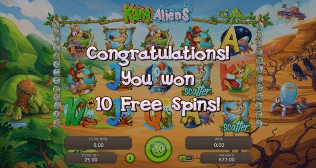 3 scatter symbols triggers 10 free spins