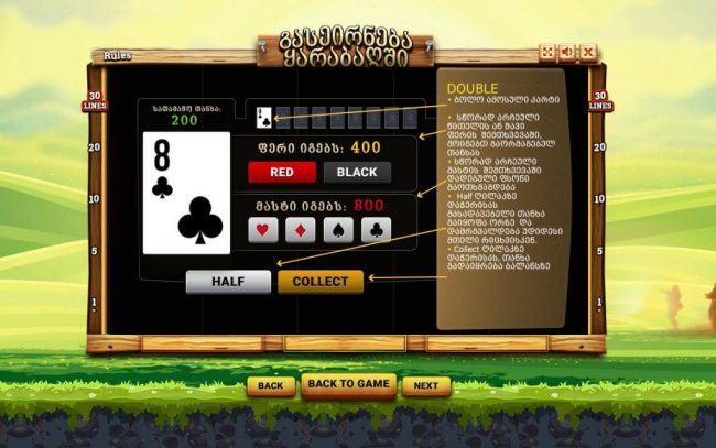 Double Up Gamble Feature Rules