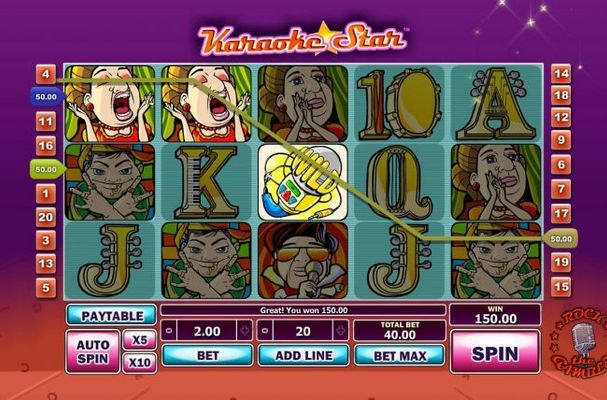 A trio of paylines triggers a 150.00 jackpot win.