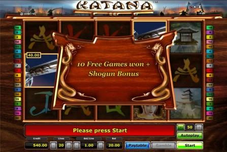 10 free spins awarded