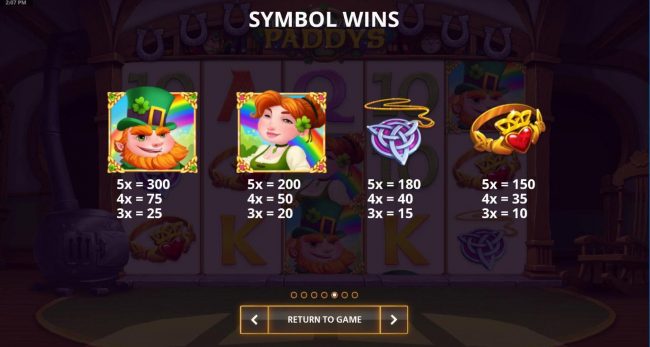 High value slot game symbols paytable