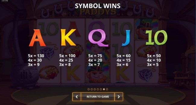 Low value game symbols paytable