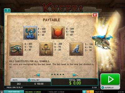 High value slot game symbols paytable