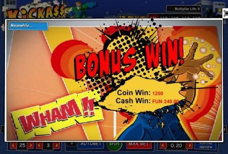 Bonus Win! 1200 coins paid out