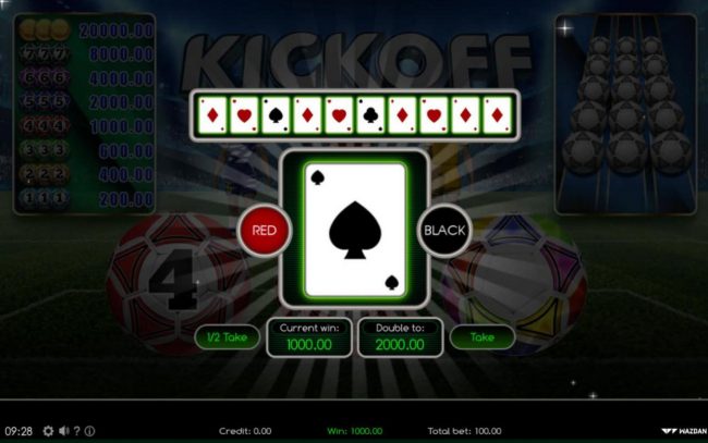 Gamble Feature - To gamble any win press Gamble then select Red or Black.