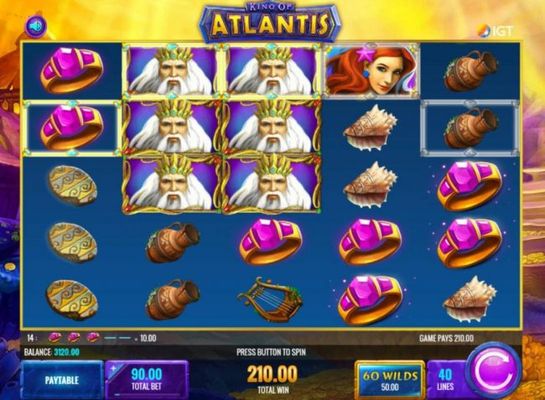 A 210.00 jackpot triggered by stacked wilds.