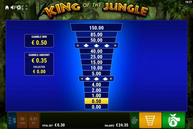 Ladder Gamble Feature Game Board available after every winning spin.