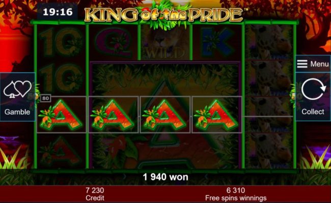 Multiple winning paylines triggers a 1940 coin big win during the free games feature!