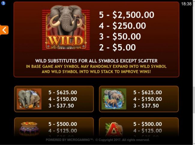 High value slot game symbols paytable