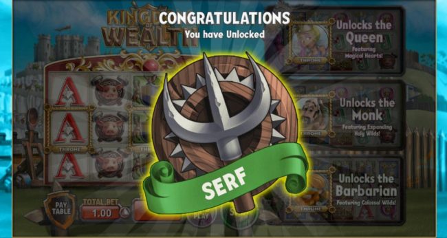 You will start the game by unlocking the Serf badge.