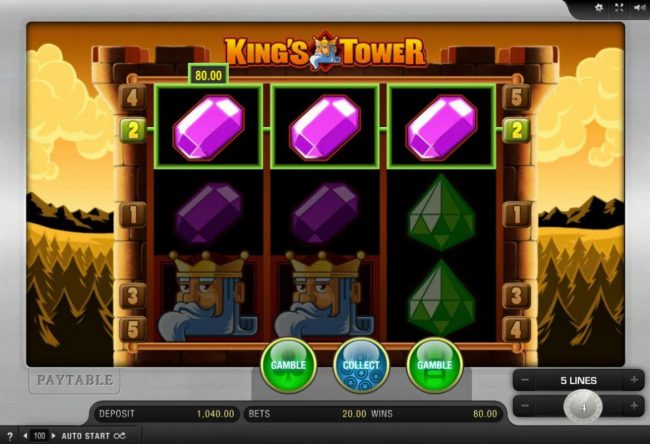 A winning Three of a Kind. Player has a choice of two gamble features to select from after any winning game.