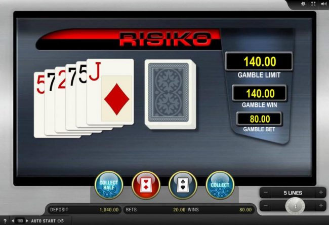 Gamble Feature - To gamble any win press Gamble then select Red or Black.