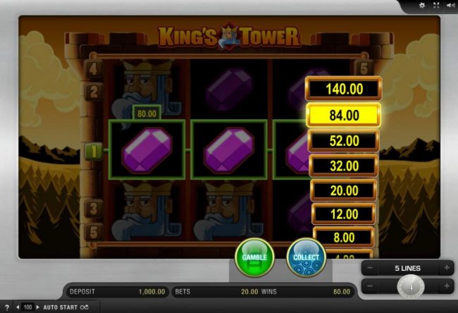 Ladder Gamble Feature Game Board available after every winning spin.