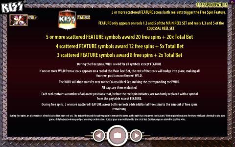 Free Spin Feature rules and payouts.