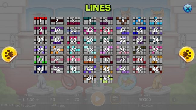 Paylines 1-50