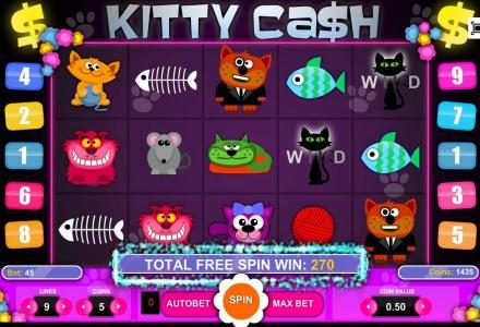 Total Free Spin Win: 270 coins