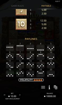 Paylines 1-20