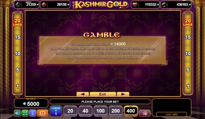 Kashmir Gold :: Gamble Feature Rules