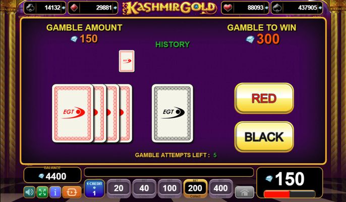 Kashmir Gold :: Black or Red Gamble Feature
