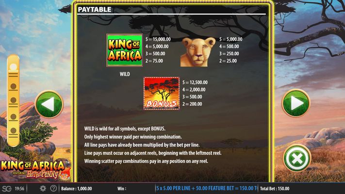 King of Africa :: Paytable - High Value Symbols