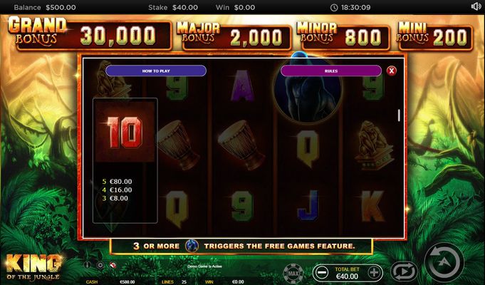 Paytable - Low Value Symbols