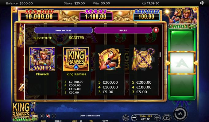 King Ramses :: Free Spins Paytable