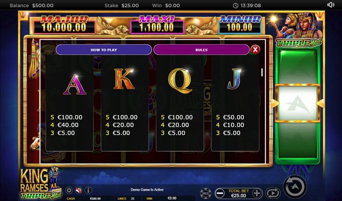 Paytable - Low Value Symbols