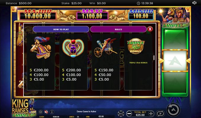 King Ramses :: Free Spins Paytable