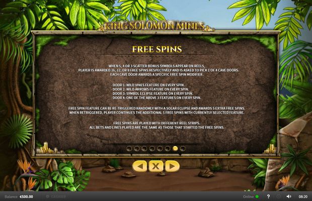 King Solomon Mines :: Free Spins Rules