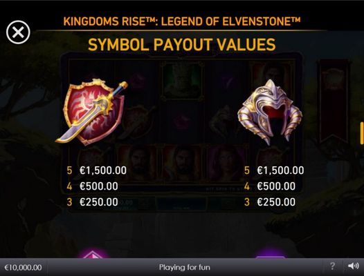 Paytable - Medium Value Symbols