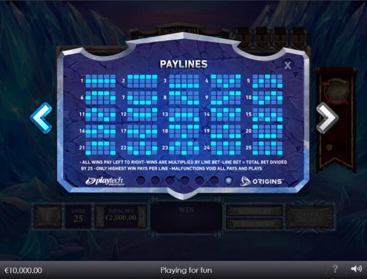 Kingdoms Rise Reign of Ice :: Paylines 1-20