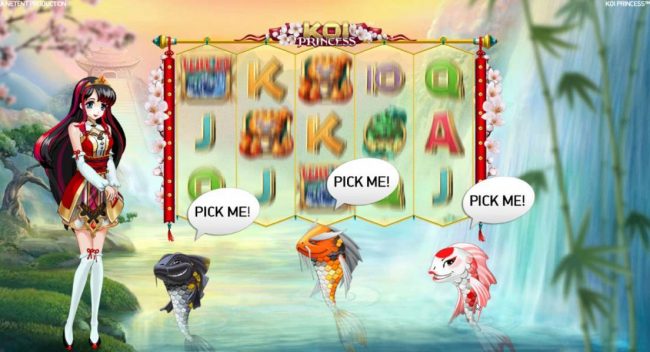 Pick Me feature - select a Koi fish to reveal a random prize.
