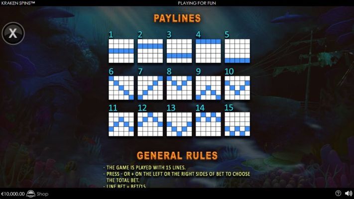 Paylines 1-15