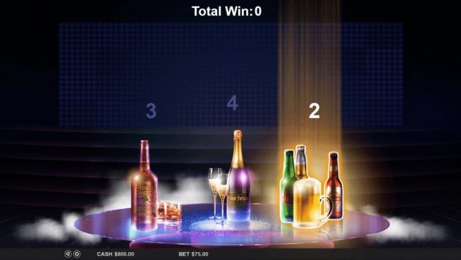 Select your choice of adult beverage and reveal hte number of picks you will have available during the next round of the bonus game.