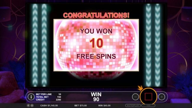 Ten free spins awarded.