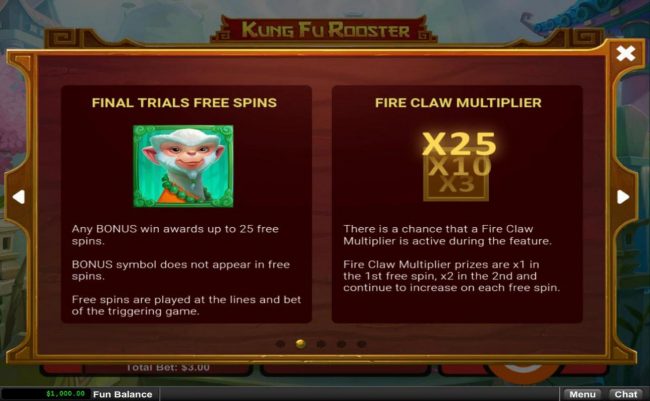 Final Trials Free Spins and Fire Claw Multiplier Rules
