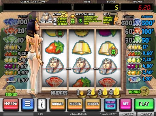 Three pharaoh symbols triggers bonus game